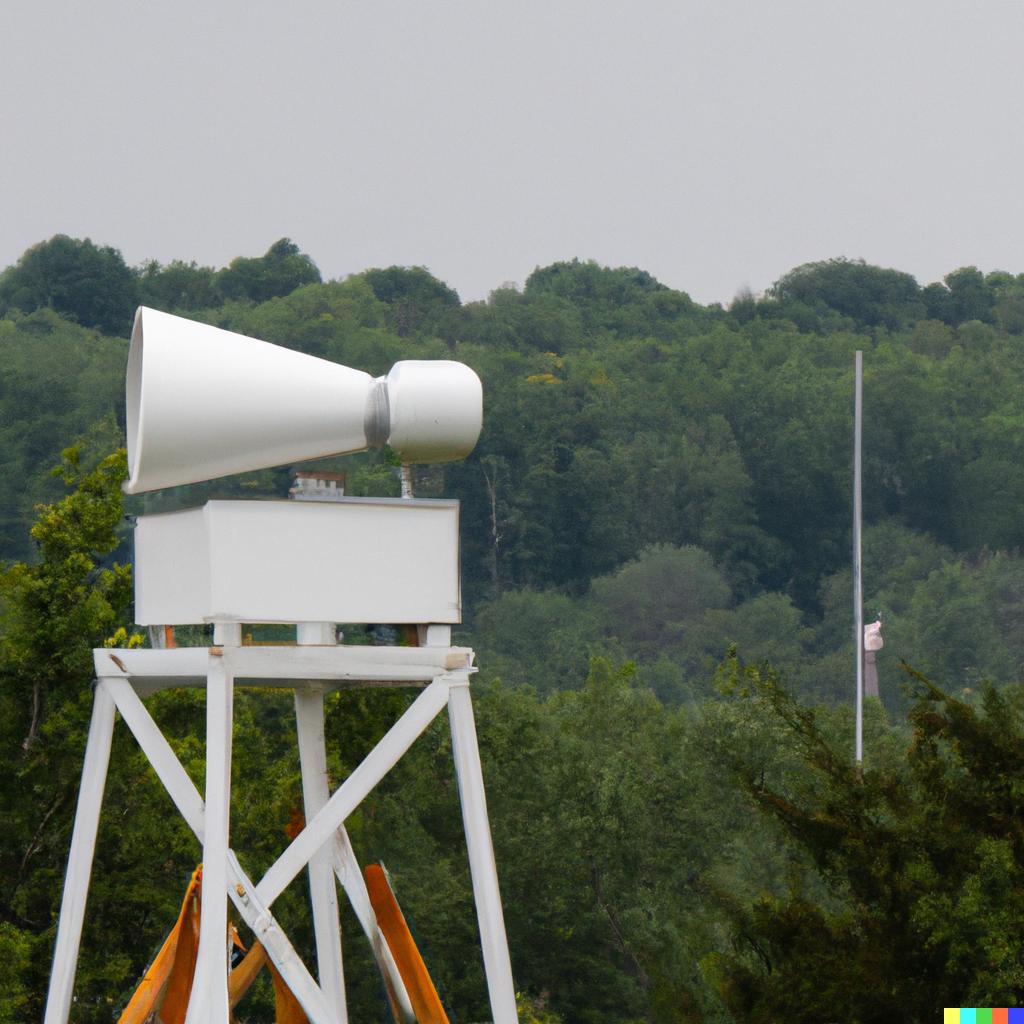 DALL·E 2023-01-29 20.09.42 - an outdoor warning siren on a hill overlooking a forest.png